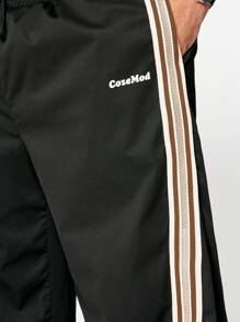 Manfinity VCAY Plus Size Men's Loose Fit Black Long Woven Pants, Going Out Long Casual Baggy Pants, For Husband, Boyfriend Gifts - Black - View 3