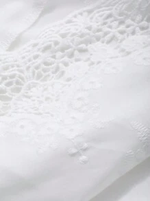 Livesso 女式蕾丝拼布宽松连帽白色长袖T恤，秋季服装 - 白色 - 查看 9