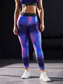 Powerista Women's Letter Print Patchwork Minimalist Casual Sports Leggings