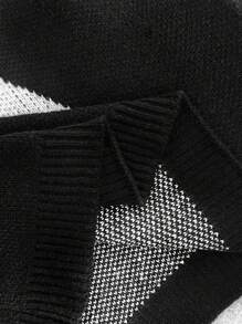 Calvaya Suéter de cuello redondo de manga larga con estampado de pentagrama para mujer de talla grande, jersey de punto de otoño/invierno - Blanco y Negro - Ver 3