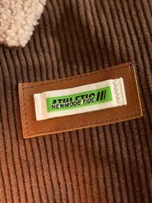 Young Boy Casual Stand Collar Half-Zip Sweatshirt, Loose Fit Thick Corduroy Hooded Pullover, Warm Autumn/Winter