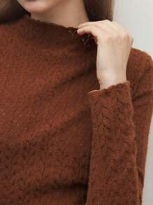 BizChic Elegent Brown Turtleneck Sweater,Women's Long Sleeve Top In Shades Of Brown,Soft Warm Office Wear,Autumn Fashion For Parties,Dates & Commuting - Brown - View 4
