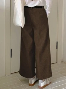DAZY Women's High Waist Loose Straight Pants Fall,Winter Women Dress Pants - Coffee Brown - View 4