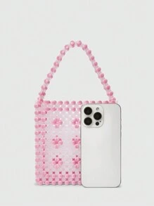 ROMWE Kawaii Minimalist Niche Handbag, Casual Daily Storage Bag - Pink - View 3