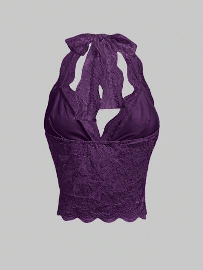 Fairycore Camiseta de tirantes simple con cuello de encaje y ribete floral, uso casual diario para mujeres