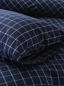 2 件蓝色格子枕套，适合男士、学生宿舍、四季皆宜、单人床/双人床/大号床/特大号床 - 藍白色 - 查看 7