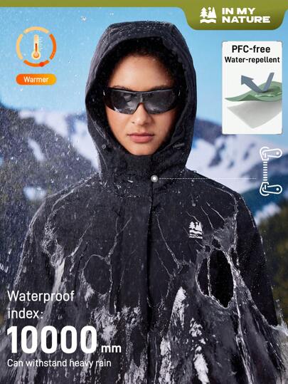 In My Nature Women's Outdoor Waterproof Drawstring Hooded Jacket Winter Women