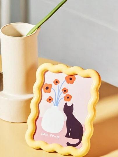 Joivida 1 pieza Marco de fotos onda amarilla, para colocar fotos, decorar la sala de estar, se puede usar como regalo de cumpleaños, decoración de mesa Rama, regalo de inauguración de casa, esenciales para dormitorio, decoración B&B