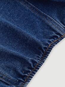 SHEIN MOD Women's Simple Backless Tie Up Denim Casual Blouse For Everyday Wear