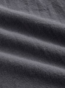 Manfinity RelaxMax Camisa de manga corta de cuello alto liso de 100% algodón para hombres, para el trabajo, esposo
