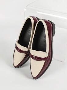 CUCCOO CURVES Wide Width Plain Color Brown Pointed Toe Lace-Up Mary Jane Flat Casual Shoes - Multicolor - View 4
