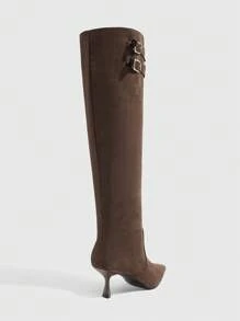 CUCCOO SZL 1 Pair Black Pointy Toe Thigh High Boots For Women, Suitable For Autumn/Winter New Year Holiday Valentines