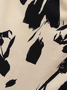 SHEIN Clasi 花卉印花裹身下摆长裙女装 - 卡其色 - 查看 3