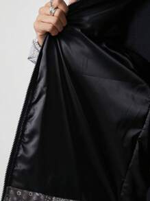 ROMWE MEN Street Life Áo khoác da dày ấm áp thời trang mùa đông cho nam - màu đen - Xem 5