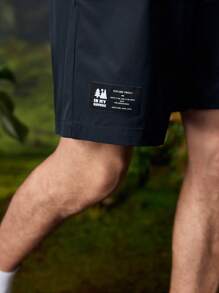 In My Nature Herren Loose Fit Shorts mit Buchstaben-Muster und Taschen für den Outdoor-Bereich - marineblau - Übersicht 6