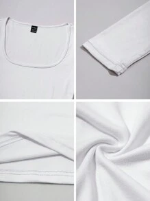 Chiquease 女性春夏實色方領長袖休閒T卹