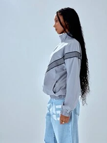 MUSERA Chaqueta deportiva de cuello alto con rayas para el invierno - Gris - Ver 2