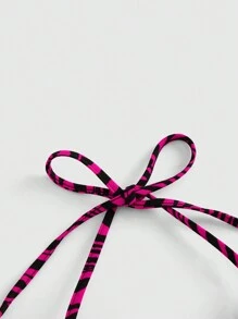 ROMWE Grunge Punk Sexy Halter Crop Top With Zebra Print & Star Design, Vintage Y2K Style