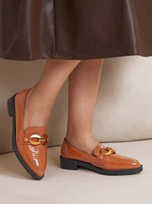 CUCCOO CURVES Wide Width Chunky Heel Thick Platform Oxfords, Pointed-Toe Solid Black Deep Vamp Lace-Up Shoes, British Style Flats For Women, All Seasons