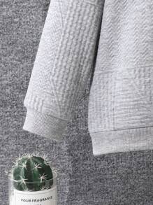 SHEIN 2pcs/Set Young Boy Casual Comfortable Textured Fabric Round Neck Sweatshirt And Sweatpants Set, Suitable For Spring/Autumn - Grey - View 3