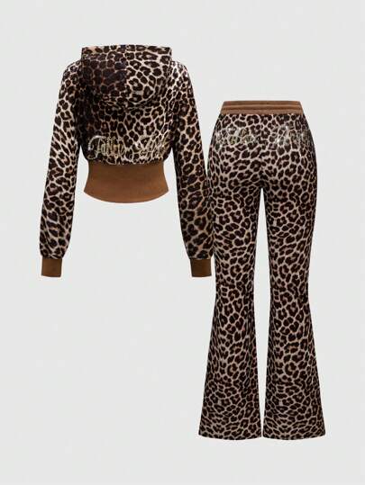 【wewemeu】LEOPARD VELVET FOLDED PANTS ★ Our J-Fashion 2pcs Y2K Gyaru Velvet Leopard Print Rhinestone