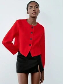 Lumivelle Women Red Overcoat, Loose Casual Cozy Winter Jacket For Ladies For New Year Clothes - Red - View 3