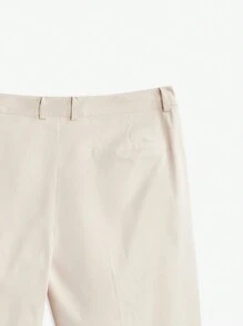 AKNOTIC Business Casual Men Loose Casual Khaki Cropped Tapered Pants, Suitable For Daily Wear With Metallic Split Decor Accessories - Khaki - View 8