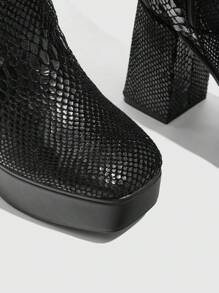 CUCCOO GRLICON Damen Overknee-Stiefel, Y2K-Stil, Punk Rock, Biker, Cool Girl, geeignet für Halloween, Weihnachten, Partyanlässe - Schwarz - Übersicht 8