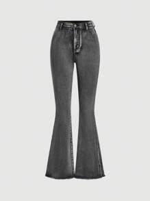 SHEIN Girlism Teen Girls Flared Jeans, Suitable For Everyday Wear In Summer