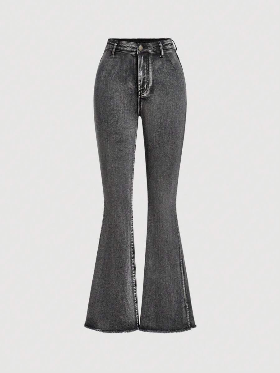 SHEIN Girlism Teen Girls Flared Jeans, Suitable For Everyday Wear In Summer