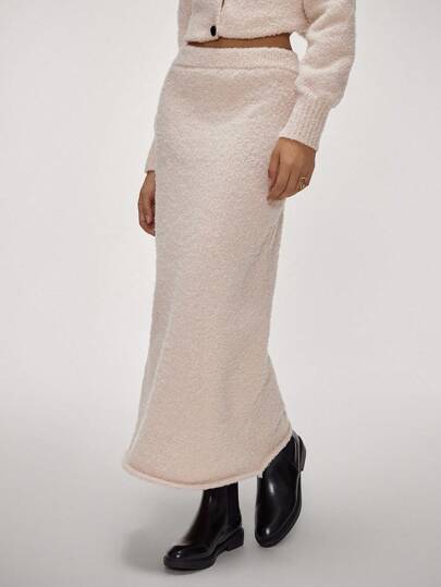 Forever 21 Women Solid Color Long Casual Sweater Skirt, Autumn/Winter