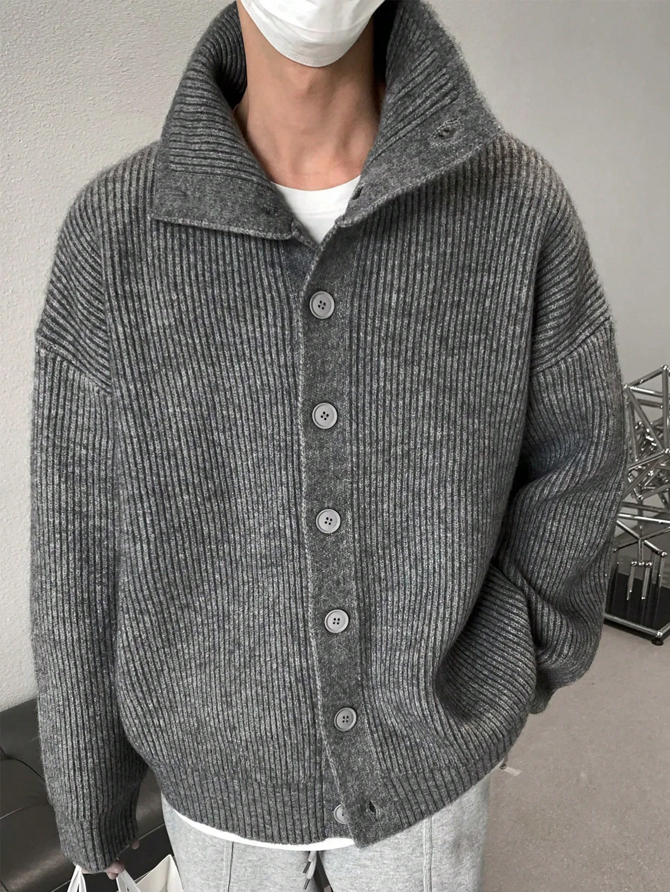 Manfinity Dauomo Men's Simple Front Button Long Sleeve Casual Shirt, For Daily Wear