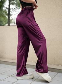 SHEIN Pantalones casuales elegantes de terciopelo para adolescentes, otoño/invierno 2024