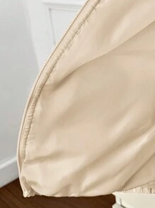 SHEIN Tween 女童纯色立领厚款宽松休闲短款棉服外套 - 米色 - 查看 10