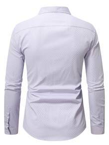 Manfinity Mode Camisa casual de manga larga con botones al frente y cuello para hombre, diseño sencillo para uso diario
