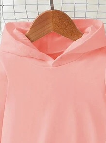 年轻女孩彩虹印花休闲套头衫套装 - 粉色 - 查看 7