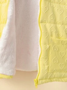SHEIN Chaqueta de invierno con capucha y bolsillos de unicolor para niña