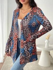 Chiquease Women's Long Sleeve Leopard Print Cardigan Top, Casual Daily Wear - Multicolor - View 4