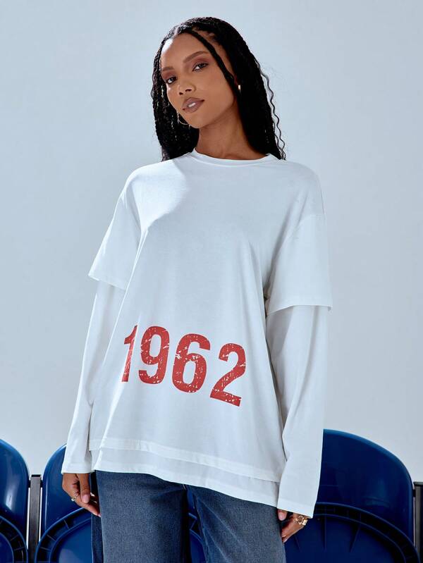 MUSERA 1962' Graphic Layered T-Shirt Casual Summer