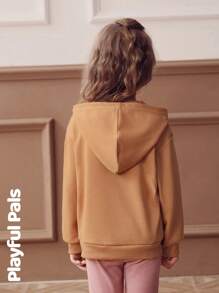 SHEIN 一件印有趣味标语的少女卫衣，可爱/复古/休闲/居家/外出，适合秋冬季穿着 - 卡其色 - 查看 2