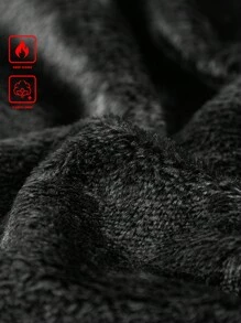 Manfinity Homme 宽松版型男士字母图案保暖内衬连帽冬季外套 - 藏蓝色 - 查看 4