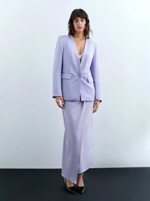 Maija Chaqueta blazer de punto con cuello en V profundo en color morado, de uso casual, para otoño/invierno