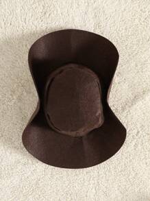 SHEIN 3 件套西部牛仔装包括牛纹连体裤、棕色麂皮牛仔帽、传统几何印花围巾，新颖可爱 - 彩色 - 查看 5