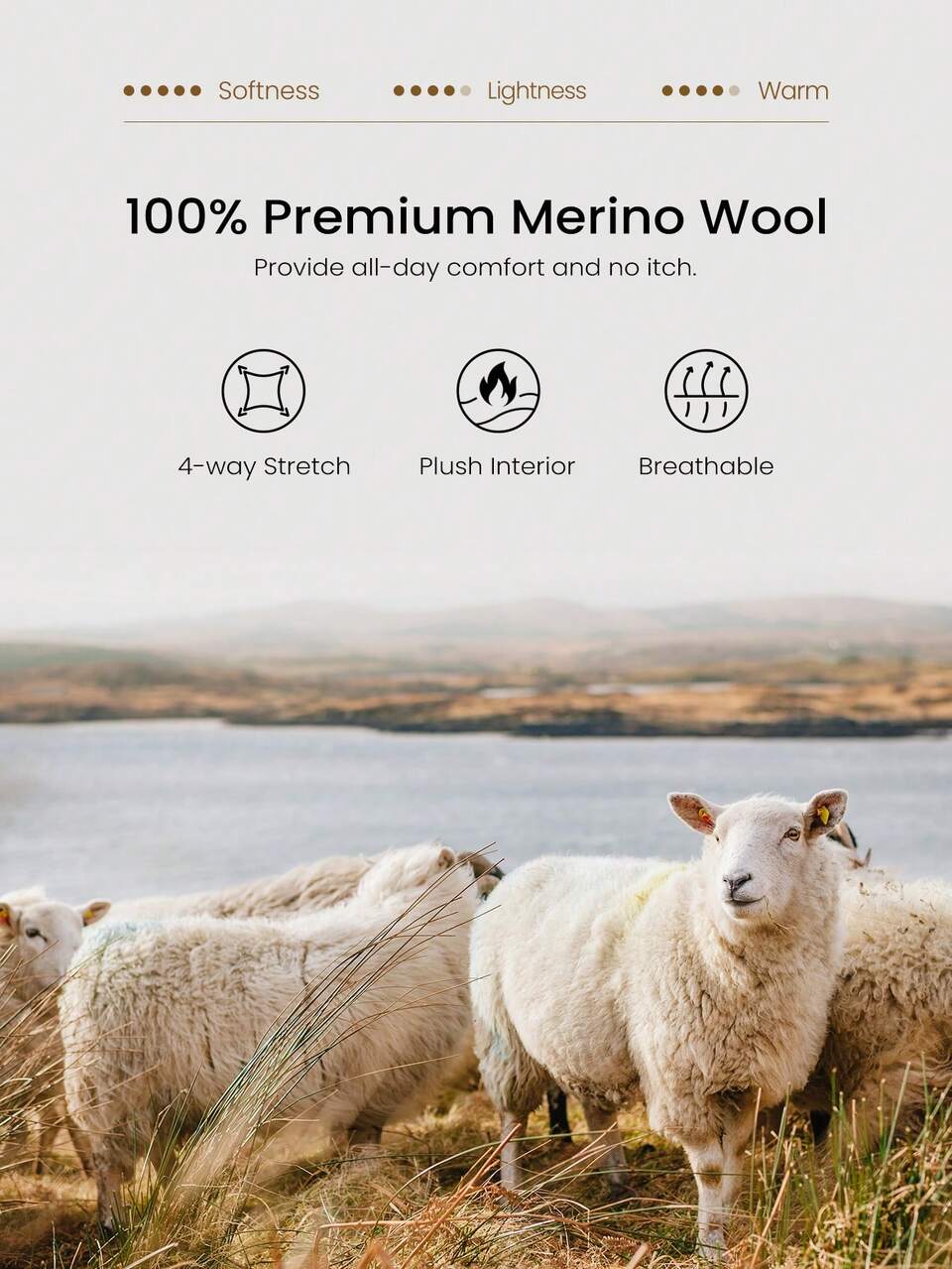 Merino Wool Ribbed Stand-Collar Boxy Sweater Daily Casual Machine Washable