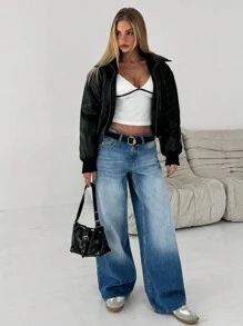 RueChic WOMEN STRAIGHT LOW WAIST JEANS - Medium Wash - View 5