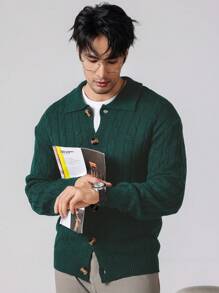 Manfinity Homme Men Front Buttoned Long Sleeve Minimalist Top, Casual Daily Wear