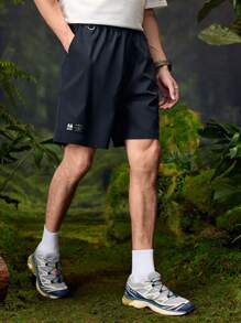 In My Nature Herren Loose Fit Shorts mit Buchstaben-Muster und Taschen für den Outdoor-Bereich - marineblau - Übersicht 5