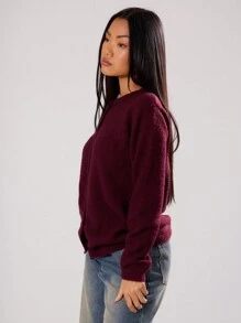 MUSERA Loose Fit Button Up Cardigan Spring Y2K 90's Casual Cute Oversized Airport Fall Back To School Autumn Winter Everyday  Work Office  Chic Sweater Spring - Chocolate Brown - View 2