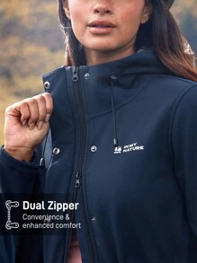 In My Nature Women's Outdoor Hooded Mid-Length Composite Sherpa Windbreaker Jacket, Water-Resistant, Cinched Waist, For Camping, Hiking, Commuting