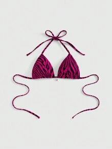 ROMWE Grunge Punk Sexy Halter Crop Top With Zebra Print & Star Design, Vintage Y2K Style